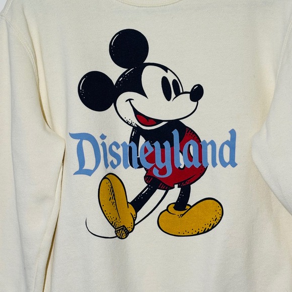 Disney Parks Walt Disney World Mickey Sweatshirt Cream Pullover Size Small - Picture 2 of 7